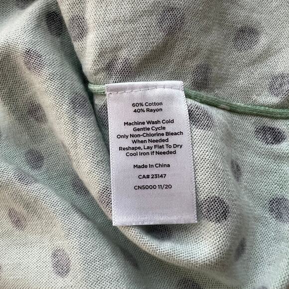 Talbots Mint Green Black Polka Dotted 3/4 Sleeve Tee Size XS - Picture 6 of 8